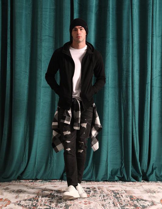 Felpa zip con cappuccio