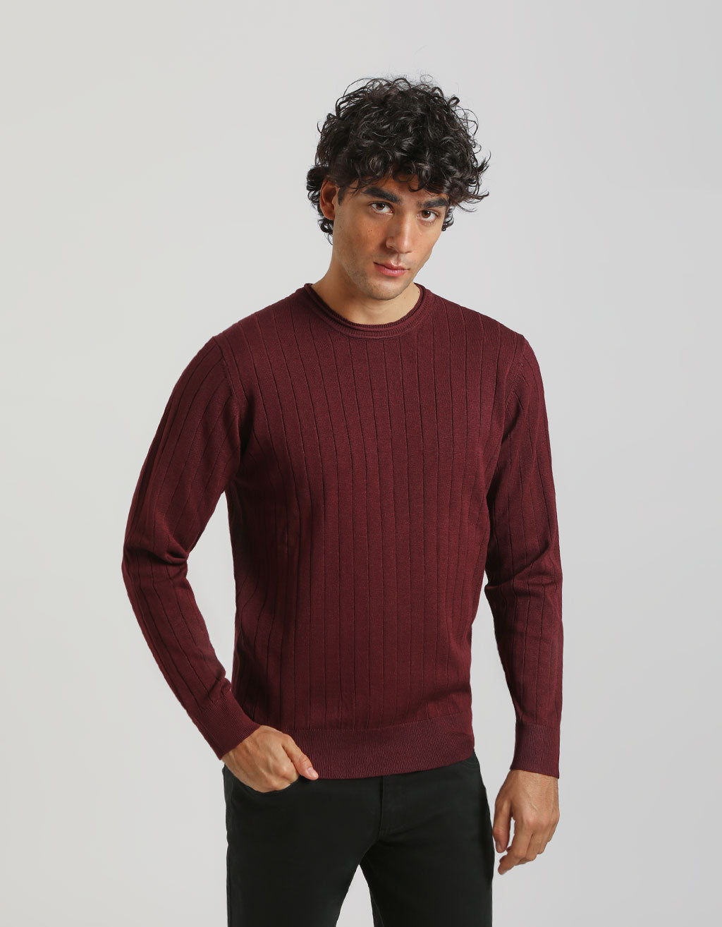 Maglia girocollo a coste