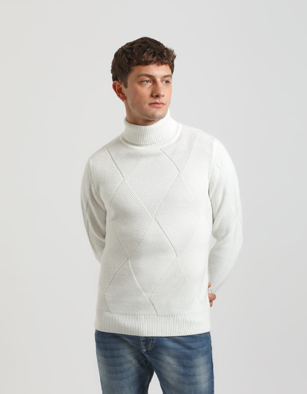 Maglia collo alto a rombi