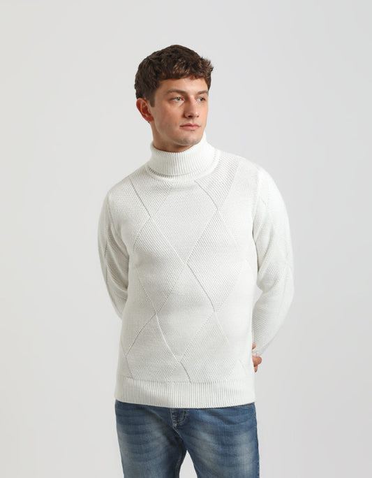 Maglia collo alto a rombi