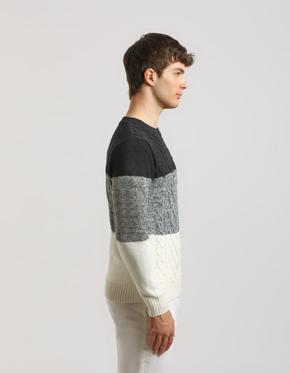 Maglia girocollo colorblock strutturata