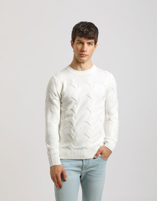 Maglia girocollo intrecciata