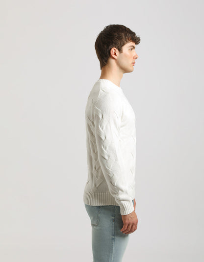 Maglia girocollo intrecciata