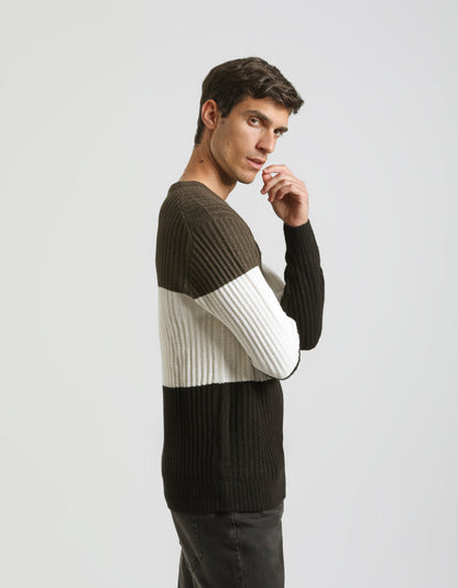 Maglia girocollo colorblock