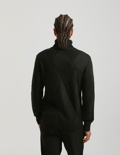 Maglia collo alto a rombi