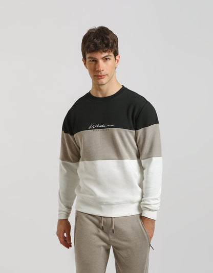 Felpa girocollo colorblock
