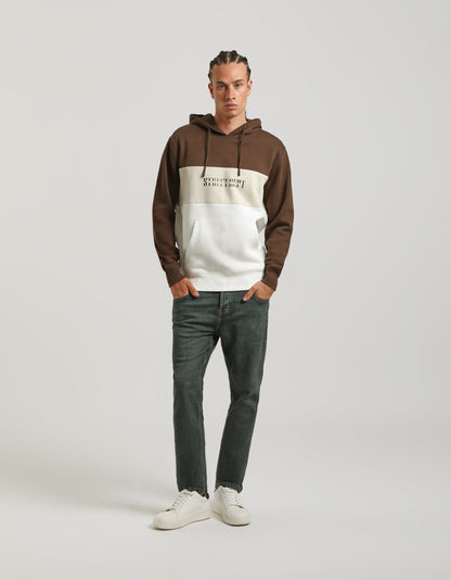 Felpa con cappuccio colorblock